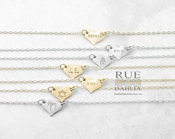 Personalized Heart Necklace gift Custom Heart Necklace Dainty Monogram Heart Layered Necklace birth baby shower gift for women