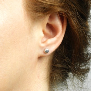 Tiny Stud Earrings Silver Recycled Small Post Earrings Eco Friendly Jewelry River Stone Studs under 50 Unisex Gift for her