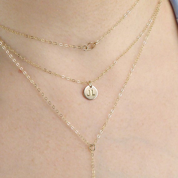 Monogram Letter Necklace Delicate Layering Necklace Etsy