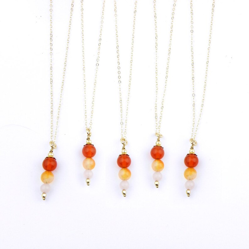 Carnelian Necklace With Rose Quartz Gemstone Pendant Gold Etsy