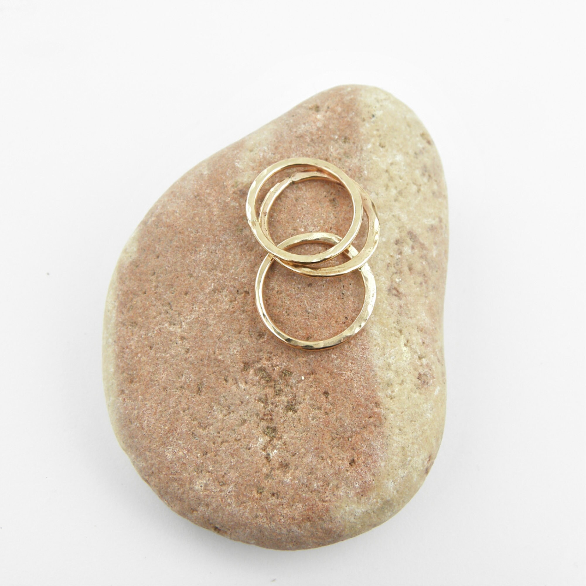 Stackable Rings Set Hammered Stacking Rings 3 in Set Rose Gold - Etsy