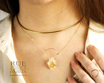 Citrine Necklace Gold Delicate Layered Necklace Citrine Crystal Pendant Raw Citrine Necklace November Birthstone gift for women