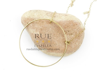 Karma Large Circle Necklace in Silver or Gold Fill, USA handmade