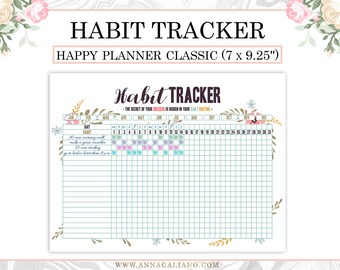 Happy Planner Habit Tracker Printable, Daily Habits Planner, Monthly Habits, Bullet Journal, Daily Routine Checklist, Goals, Productivity
