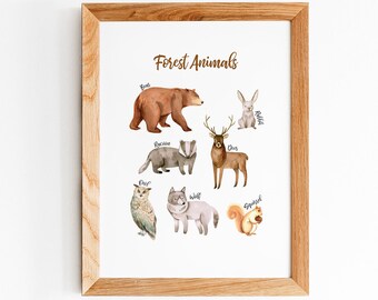 Nursery Decor Print, Woodland Nursery Decor, Forest Animals Wall Art, Nursery Wall Art Animals, Nursery Decor Neutral, Nursery Art Prints