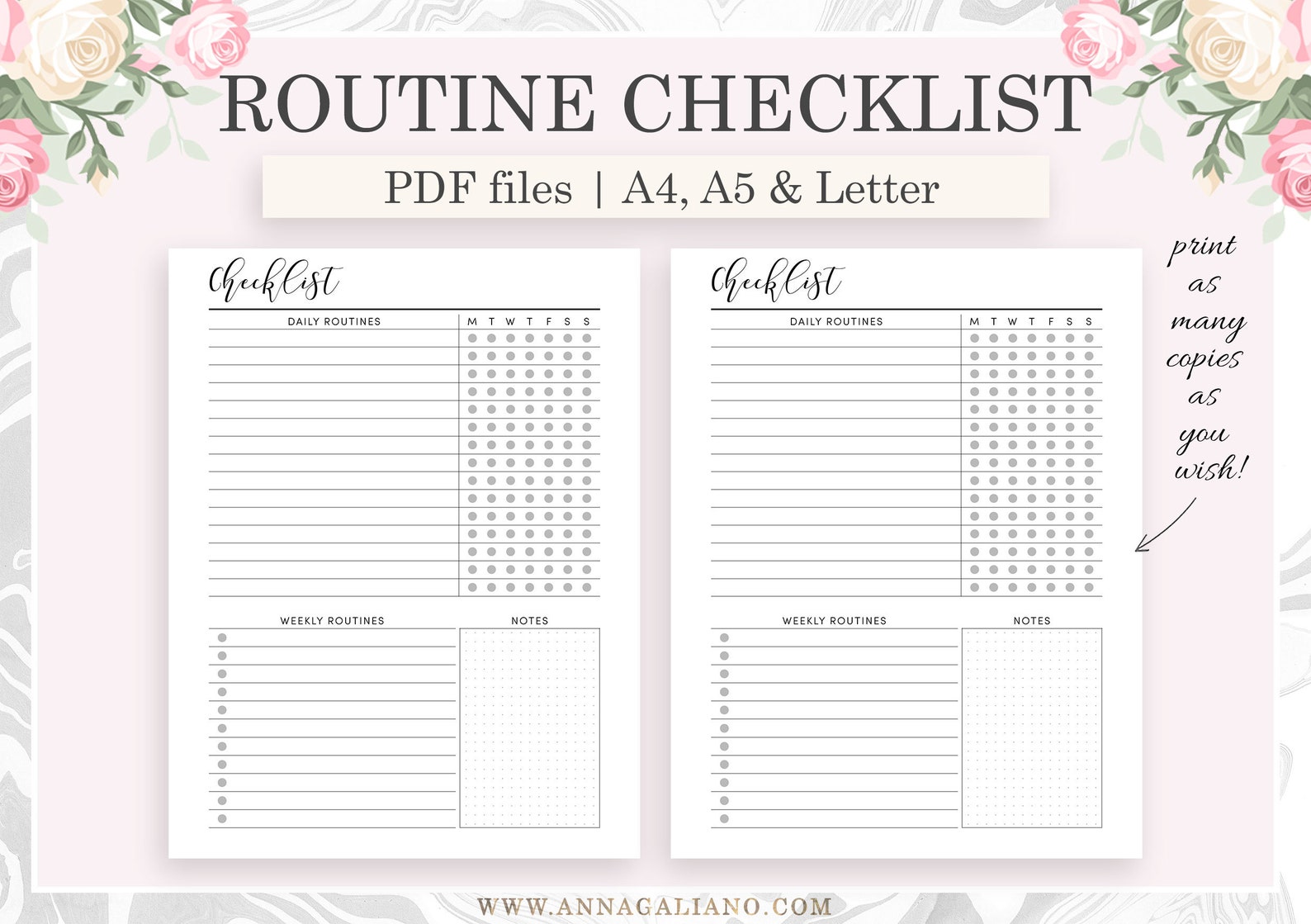 Checklist Printable, Daily Routine, Weekly Routine Chart, Daily Rituals ...