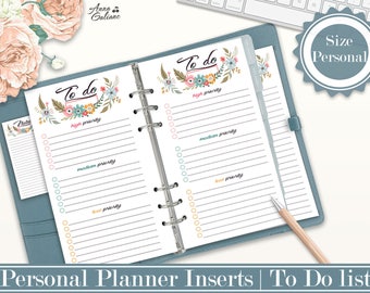 To do List Printable, Printable to do list, Personal Planner Inserts, To do Insert, Filofax Personal, Filofax Personal, Kikki k Medium