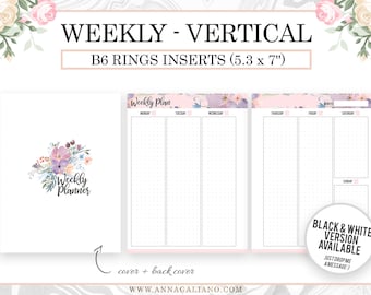 Weekly B6 TN Inserts Vertical Week on 2 Pages Undated WO2P | Etsy