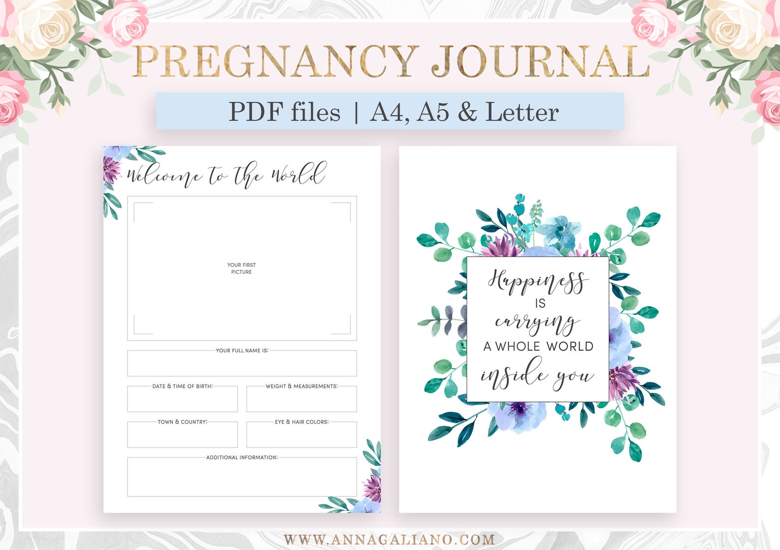 Pregnancy Journal Printable Pregnancy Planner Mommy to Be Etsy