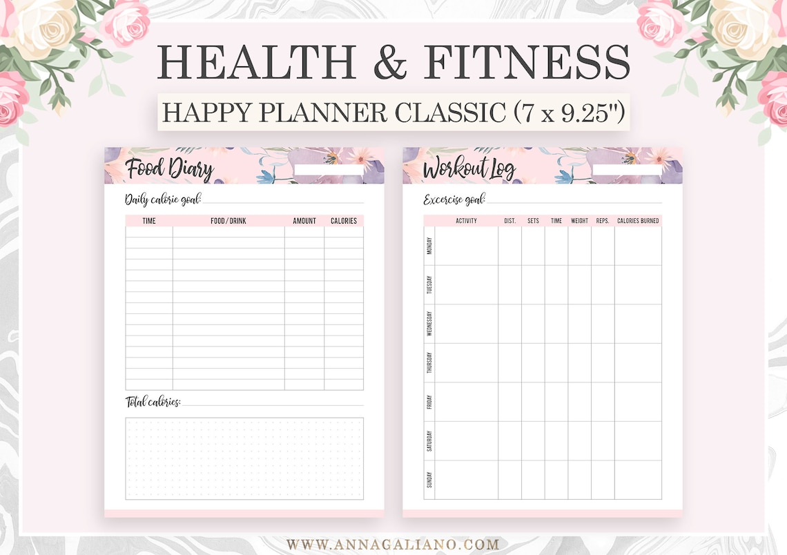 Fitness Planner Printable, Happy Planner Inserts, Health Planner ...