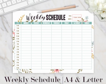 Weekly Schedule Printable, Student Hourly Planner, Weekly Organizer, Weekly Printable, Daily Schedule, Homeschool Planner, Family Planner