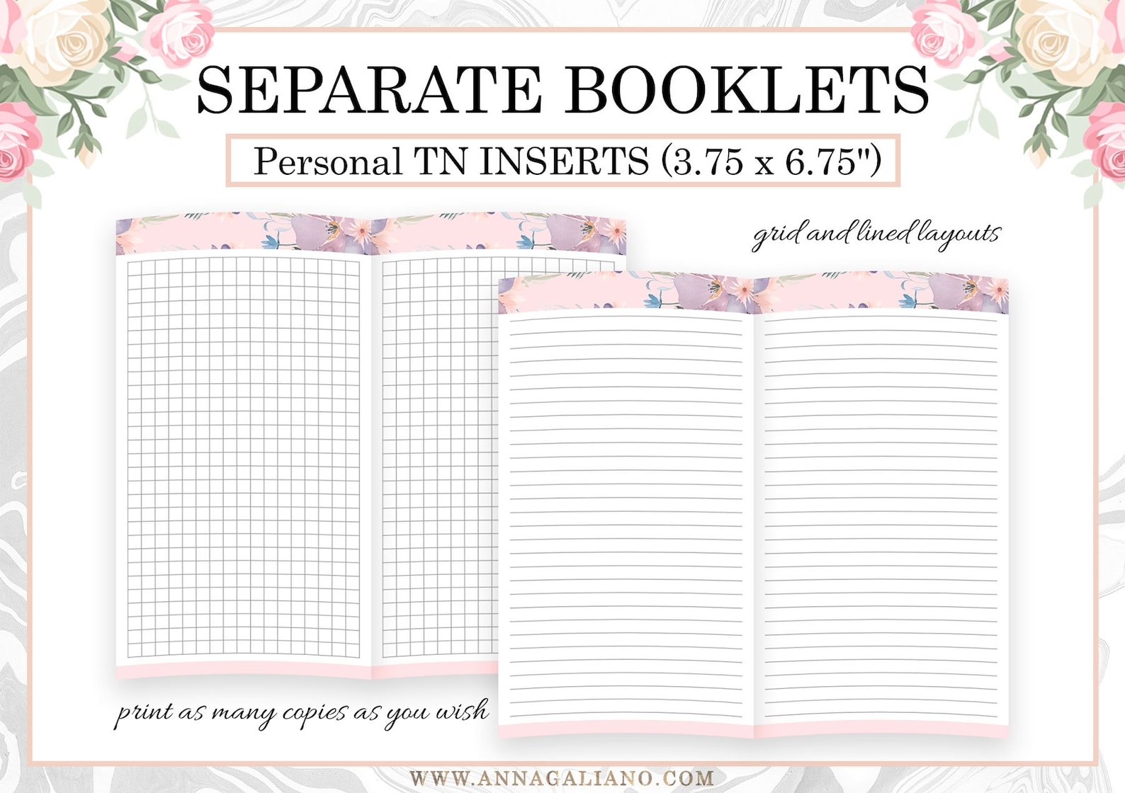 Personal TN Inserts, Notes Pages, Printable Travelers Notebook Inserts ...