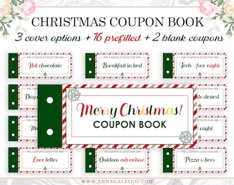 Christmas Coupon Book, Gift for Husband, Stocking stuffer, Holiday Coupons, Printable Coupon Book, Christmas gift idea, Gift for Him for Her