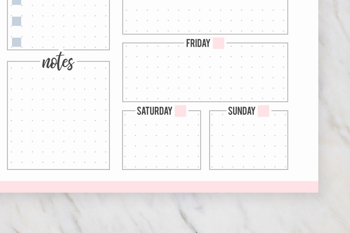 Weekly Planner Printable, Weekly Inserts, Undated Weekly Pages, Week on One Page, WO1P, A5 ...