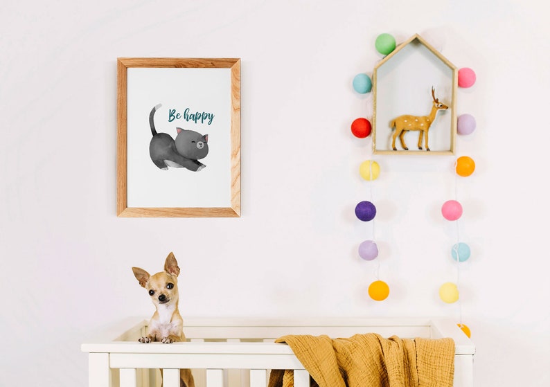 Nursery Decor Print, Nursery Cat Art, Cat Nursery Prints, Cat Wall Art for Kids, Nursery Decor Boy, Playroom Wall Art, Nursery Printables image 3