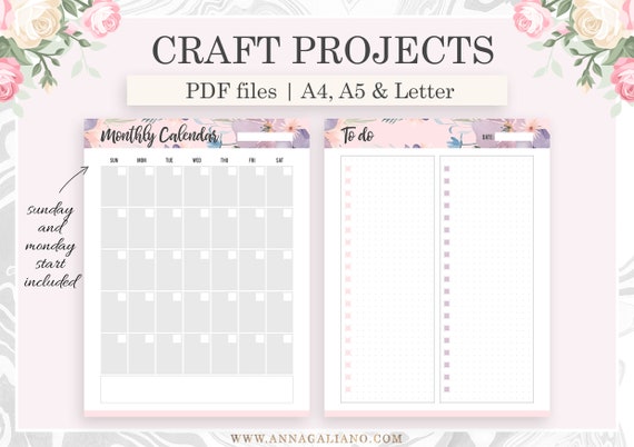 Printable Embroidery Planner Stitching Project Organizer 