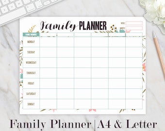 Family Organizer, Hourly Planner, Weekly Planner, Family Planner, Homeschool, Weekly Schedule, Weekly Organizer, Weekly Printable, A4 Letter