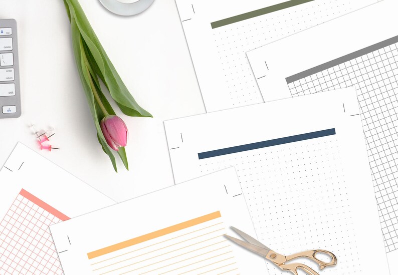 Dot Grid Paper Happy Planner, Lined and Grid Paper Set, Printable