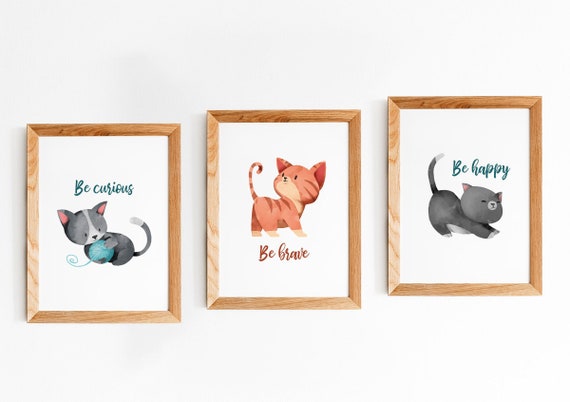 Nursery Decor Print, Nursery Cat Art, Cat Nursery Prints, Cat Wall Art for Kids, Nursery Decor Boy, Playroom Wall Art, Nursery Printables