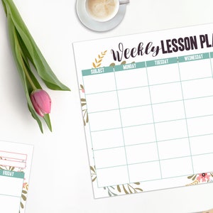 Weekly Lesson Plan, Lesson Plan Template, School Planner Template, Study Planner, Weekly Organizer, Weekly Printable, Homeschool Planner image 3