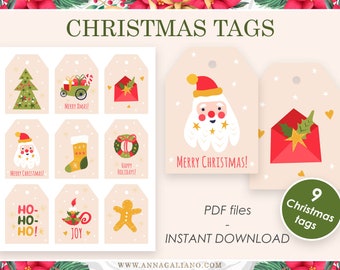 Christmas Tags for Kids, Holiday Tags Printable, Gift Tags for Kids, DIY Holiday Gift Tags, Merry Christmas, Xmas Tags, Instant Download PDF