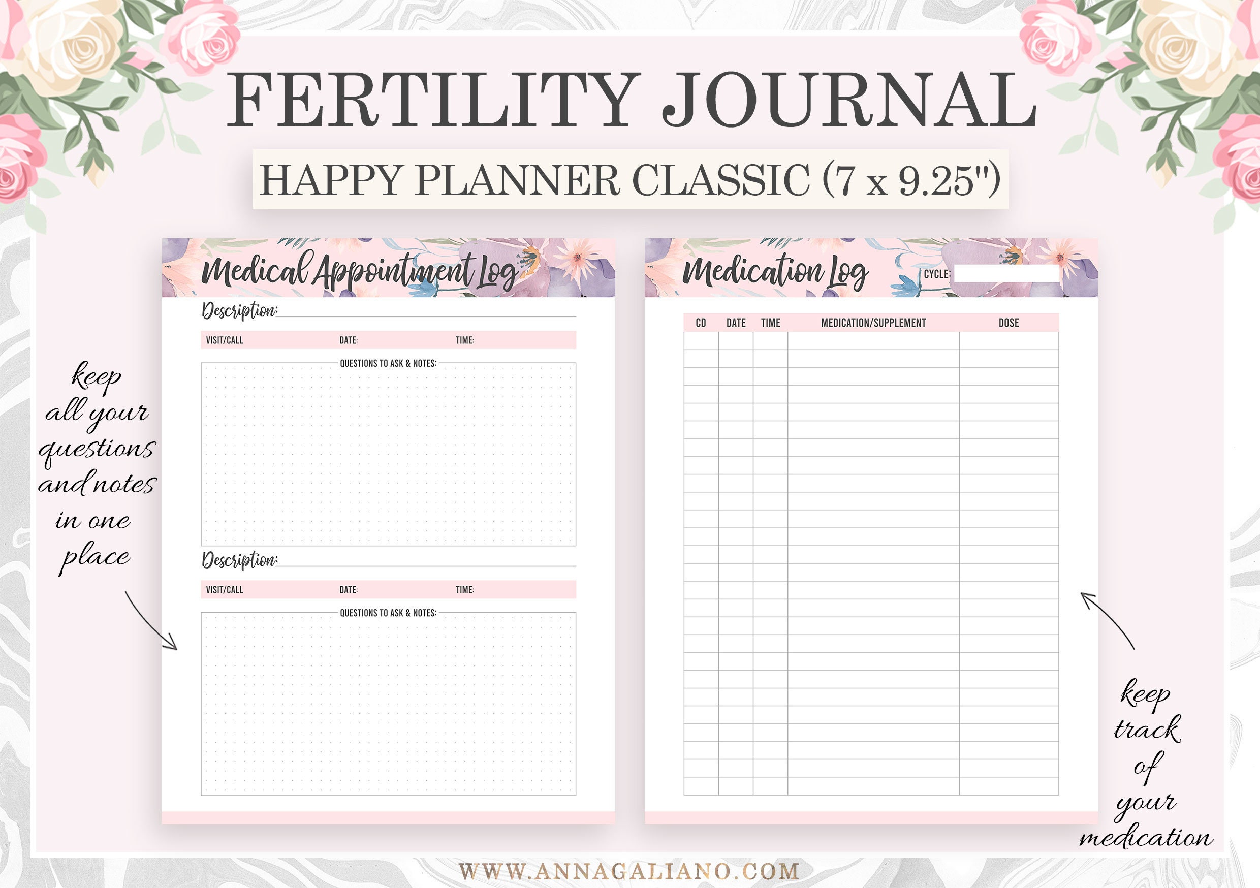 Fertility Journal Printable, Fertility Planner, TTC Planner, Ovulation ...