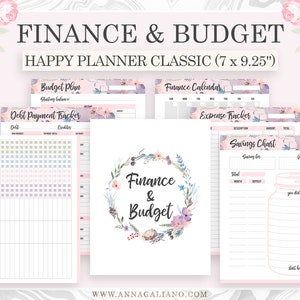 Financial Planner Printable, Happy Planner Inserts, Budget Planner, Finance Planner, Expense, Bills, MAMBI Happy Planner Classic Refill, PDF