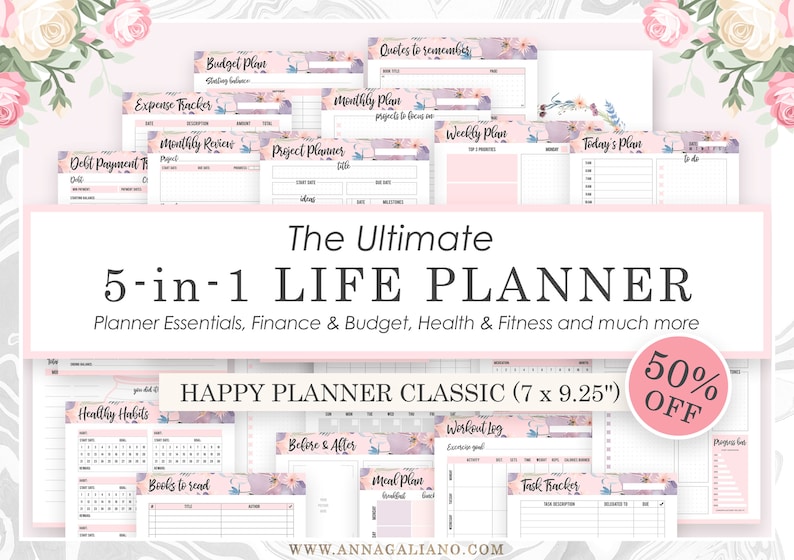 Life Planner, Happy Planner Insert Printable, Productivity Planner ...