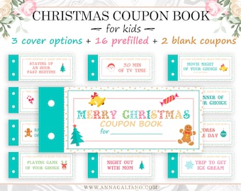 Christmas Coupon Book for kids, Coupon Book template, Kid's Coupon Book, Christmas coupons Stocking stuffers for kids, Printable Coupon Book