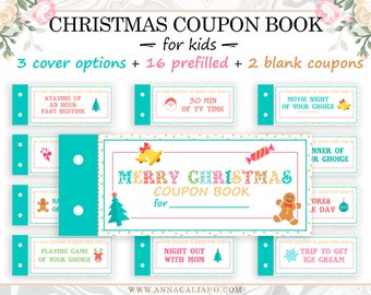 Christmas Coupon Book for kids, Coupon Book template, Kid's Coupon Book, Christmas coupons Stocking stuffers for kids, Printable Coupon Book