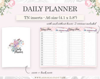 A6 Inserts Printable, Daily Planner, Undated A6 Inserts, Day on 1 page, Printable Travelers Notebook Inserts, Daily Schedule, Foxy Fix No.3