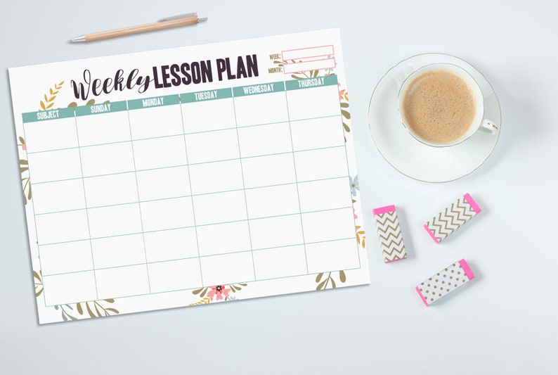 Weekly Lesson Plan, Lesson Plan Template, School Planner Template, Study Planner, Weekly Organizer, Weekly Printable, Homeschool Planner image 4