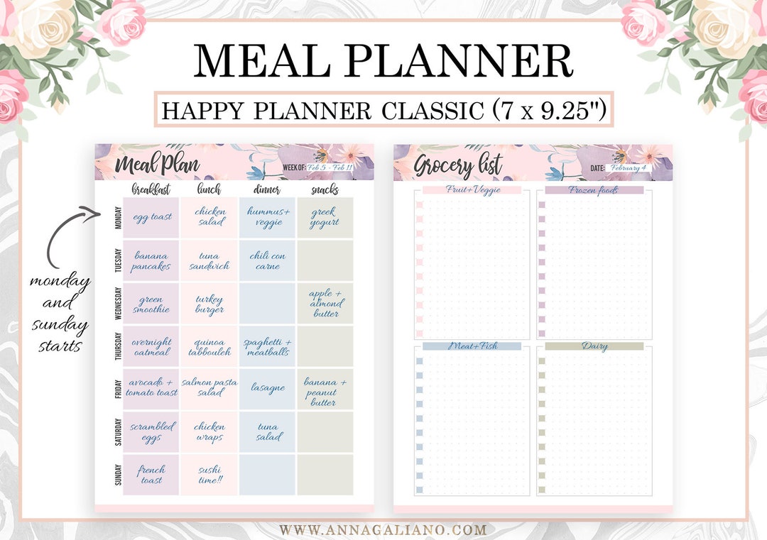 Happy Planner Meal Planner, Happy Planner Inserts Printable, Meal Plan ...