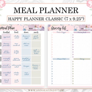 Happy Planner Meal Planner, Happy Planner Inserts Printable, Meal Plan ...