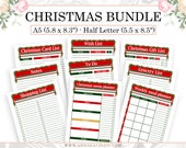 Christmas Bundle, Christmas 2019, Printable Planner Pages, Wish List, Gift List, Card List, A5 Planner Inserts, Half Letter size Inserts