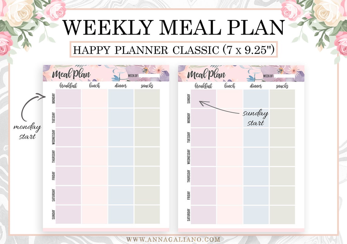 Happy Planner Meal Planner, Happy Planner Inserts Printable, Meal Plan ...