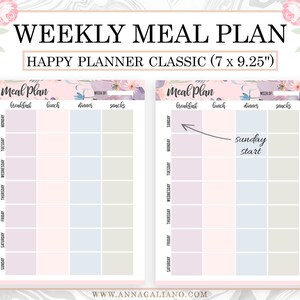 Happy Planner Meal Planner, Happy Planner Inserts Printable, Meal Plan ...