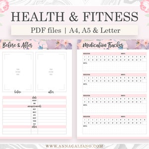 Fitness Planner Printable, A5 Planner Inserts, Health Planner, Fitness ...