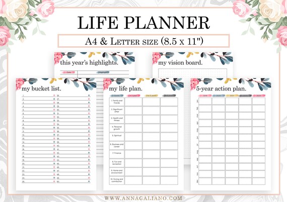 2020 Planner New Year Planner Resolutions Planner Life Planner Goal Planner Bullet Journal Me Planner New Year Printable A4 Letter