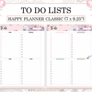 Happy Planner TO DO List, Notes Pages Happy Planner Inserts Printable ...