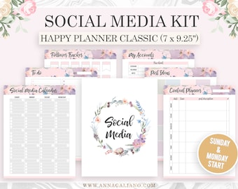 Planificateur de médias sociaux, Kit de médias sociaux, planificateur Instagram, planificateur de contenu, planificateur d'affaires, planificateur heureux insère imprimable, Mambi Classic