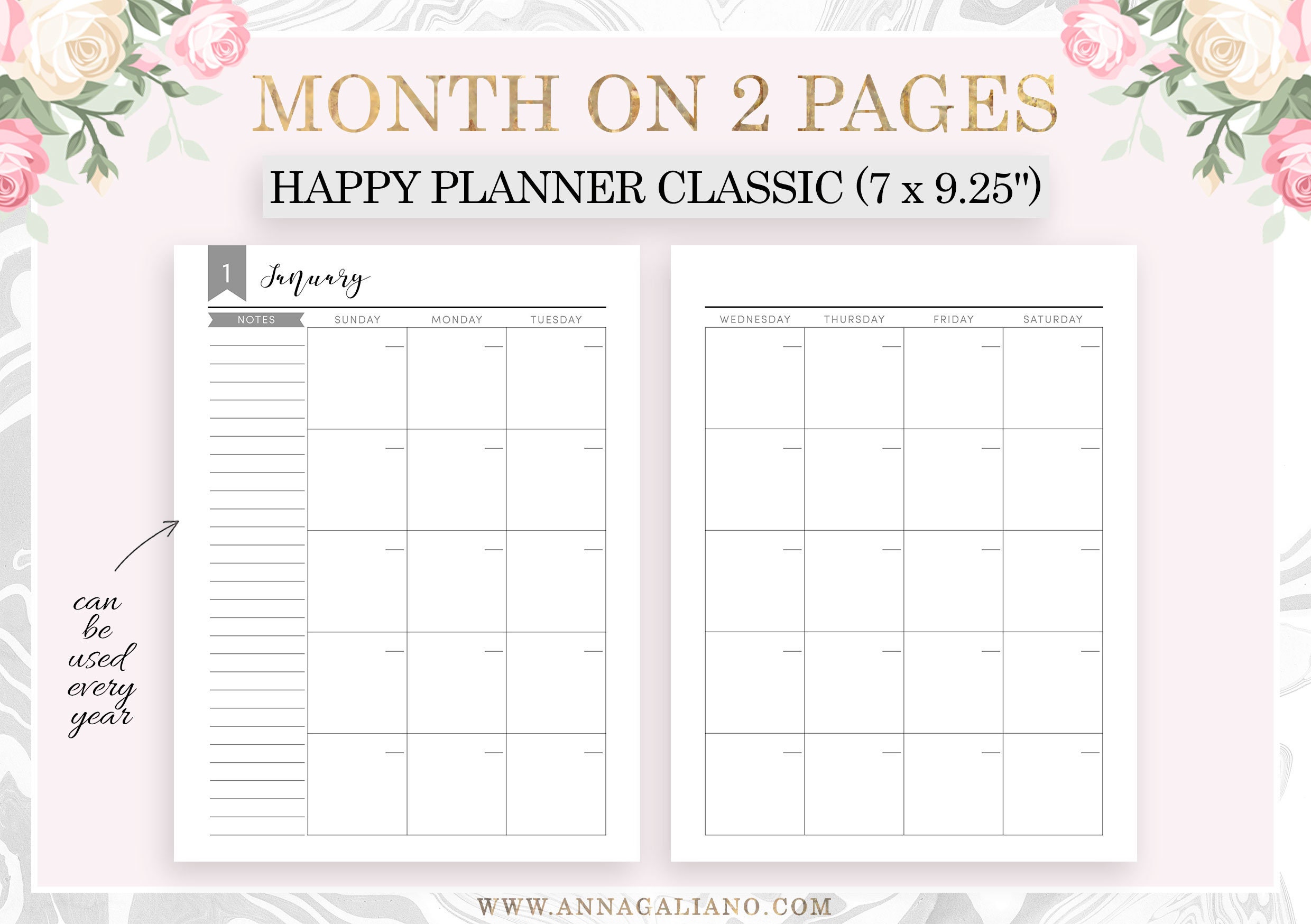 Monthly Planner Printable, Happy Planner Classic Inserts Printable ...
