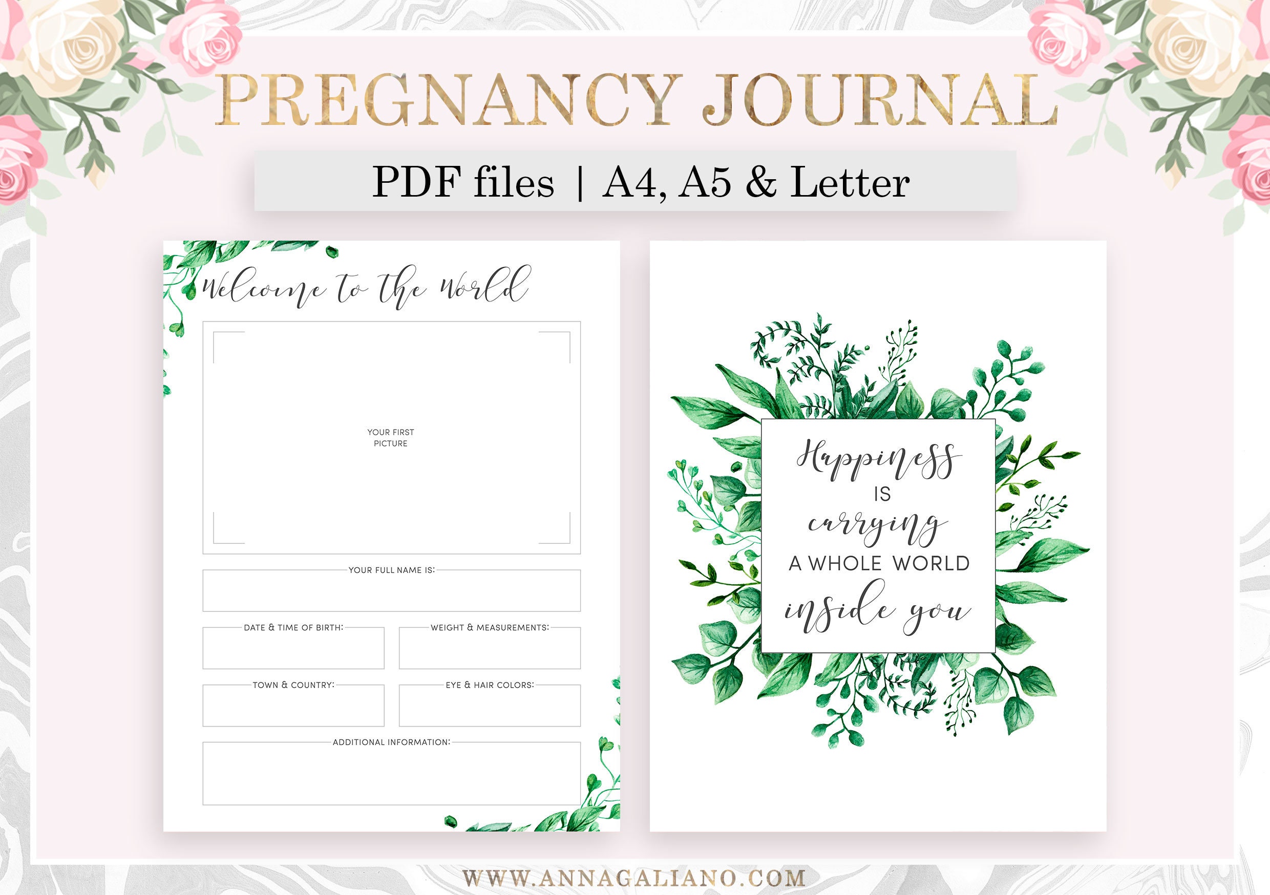 Pregnancy Journal Printable, Pregnancy Planner, Mommy to Be Gift