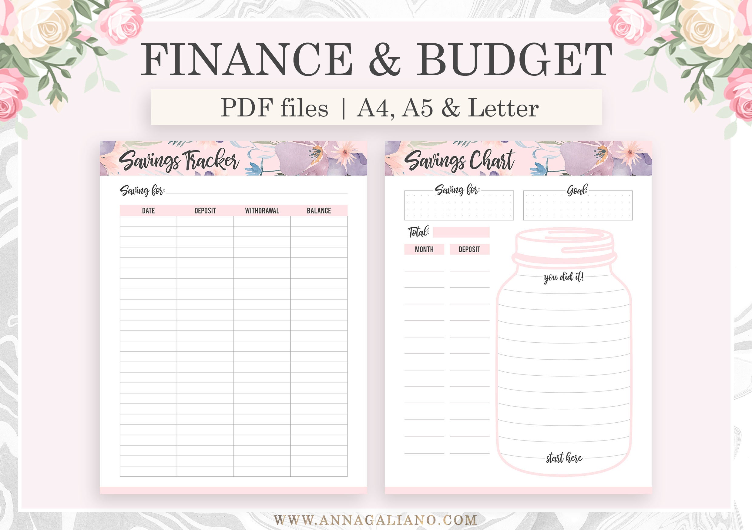 Financial Planner Printable, A5 Planner Inserts, Budget Planner ...