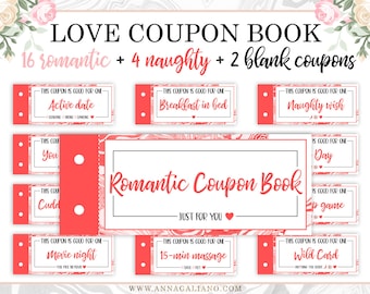 Valentines Day Gift for Him, Boyfriend Gift, Love Coupons For Him, Coupon Book for him, Love coupons for Her, Naughty Coupons Printable