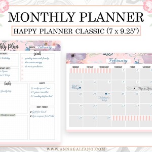 Happy Planner Inserts Printable, Happy Planner Monthly Inserts, Undated ...