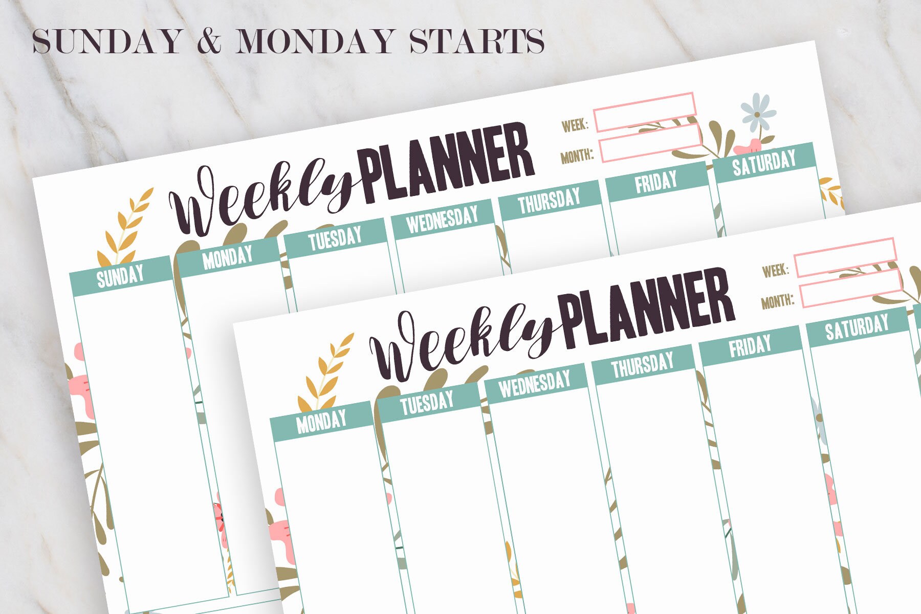 Weekly Planner Printable, Weekly Desk Planner, Weekly Planner Pad ...