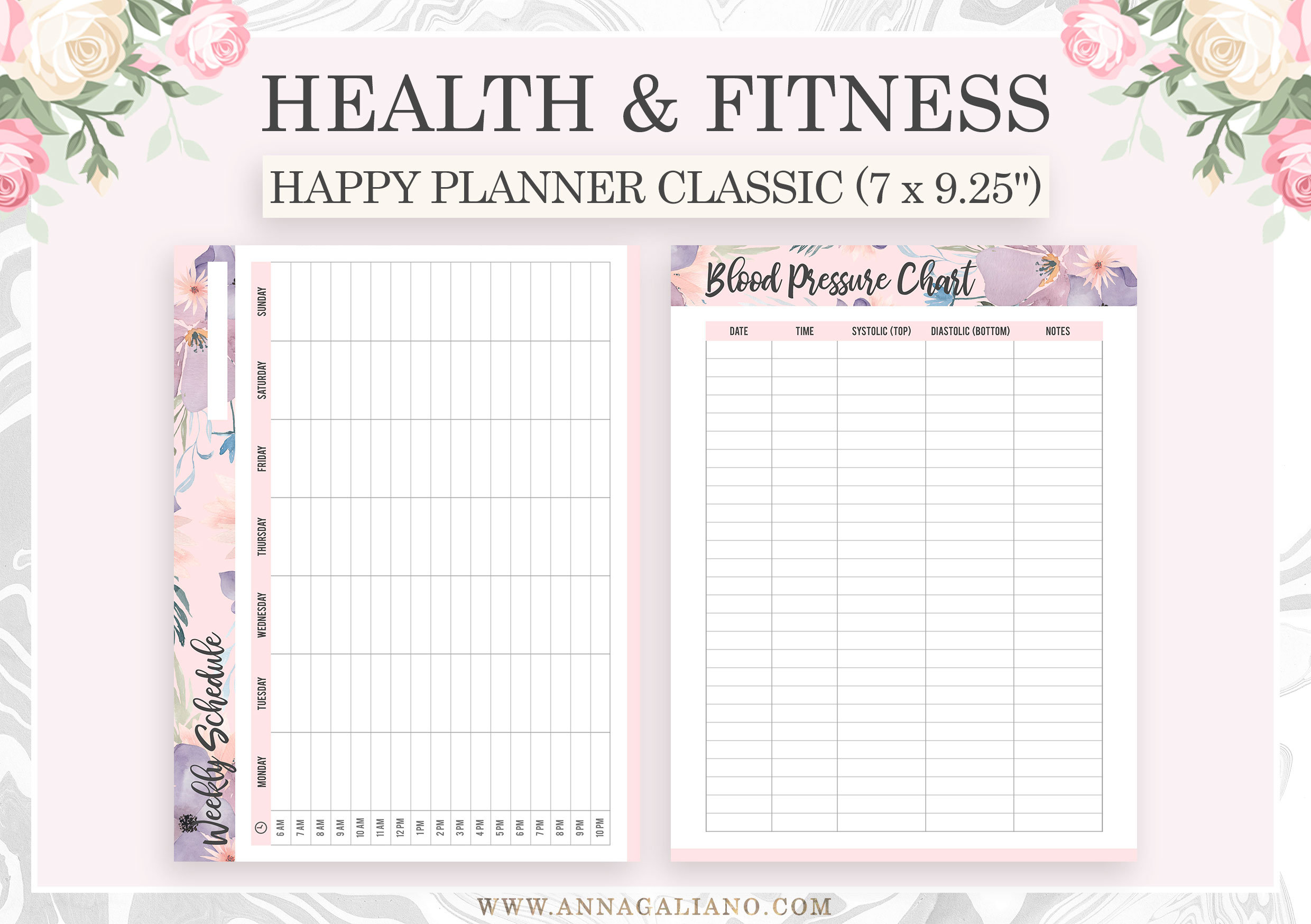 Fitness Planner Printable, Happy Planner Inserts, Health Planner ...