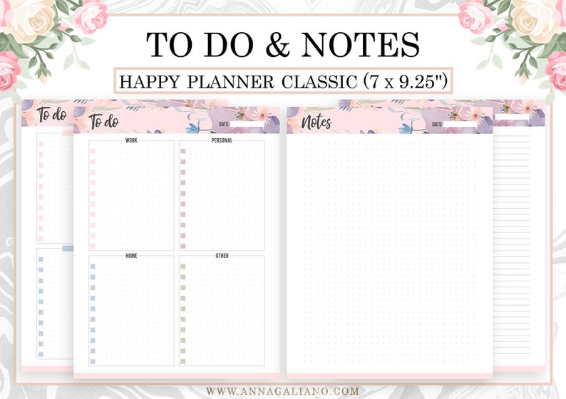 Happy Planner TO DO List Notes Pages Happy Planner Inserts Etsy