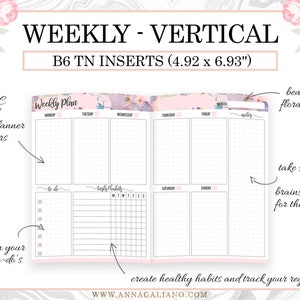 B6 Vertical Weekly Printable